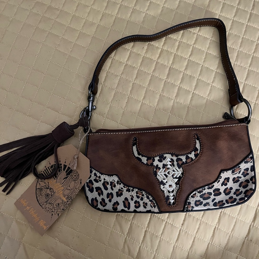 Shoulder or wristlet- Catchfly Studio  Faux Vegan Leather-9.5”x4.5”-NEW